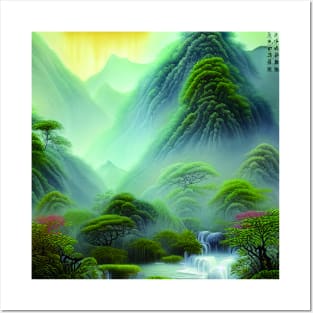 Digital Painting Scene Of a Lake Between Many Colorful Plants, Amazing Nature Posters and Art